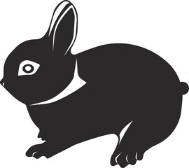 Rabbit. Pets. Flat black silhouette. Vector image