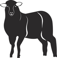 Sheep. Pets. Flat black silhouette. Vector image.