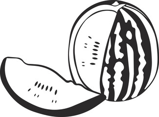 Watermelon with bones and a slice of watermelon.