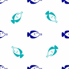 Blue Butterfly fish icon isolated seamless pattern on white background. Vector