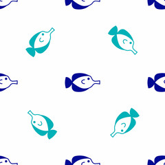 Blue Butterfly fish icon isolated seamless pattern on white background. Vector