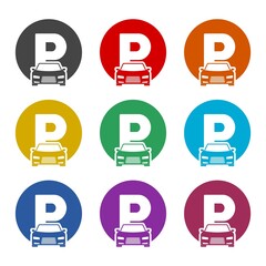 Parking icon or logo, color set