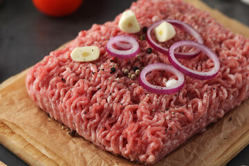 Minced pork in the process of cooking	