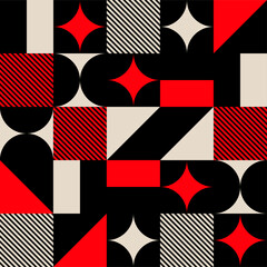 Obraz premium Red and white shapes on white background, Geometrical pattern vectors design for vector and illustration