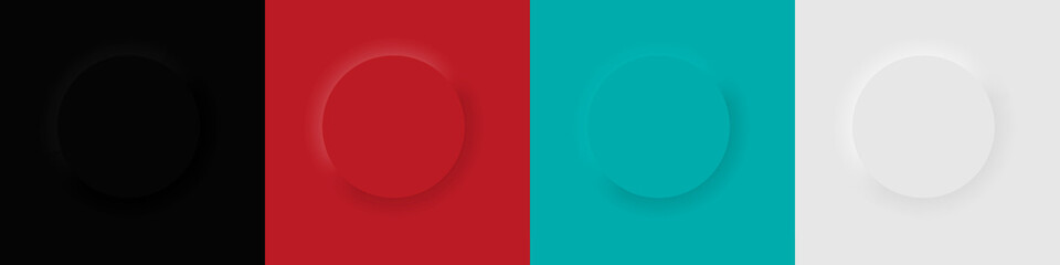 Multicolor Neon green red white black. Colorful soft buttons or vivid color spheres flat. Samples Pastel. Neomorphism Vector illustration