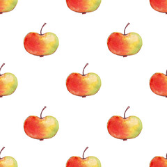 Watercolor apples. Seamless pattern. Hand painted 