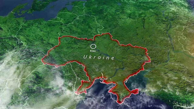 Physical map of Europe, Ukraine and borders. Russia and Belarus, Crimea and the Black Sea. Borders and provinces of Ukraine, map. Military maneuvers at the borders