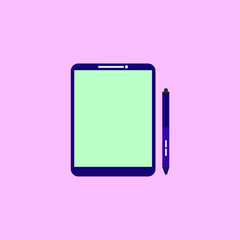 Tablet and Stylus Flat Vector Illustration