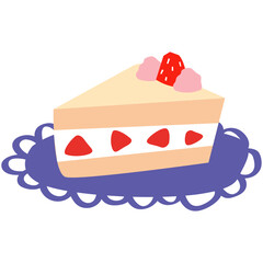 Sliced strawberry cake vector illustration in flat color design
