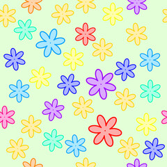 simple minimalistic colorful flowers, seamless vector pattern
