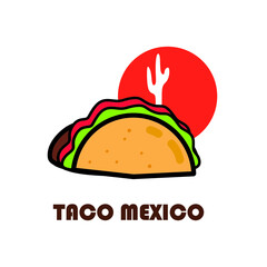 Taco Mexico Food Illustration Logo