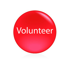 Round volunteer button isolated on a white background
