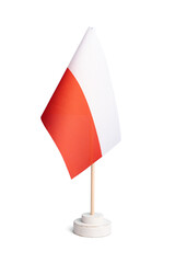 Small table flag of Poland isolated on white background