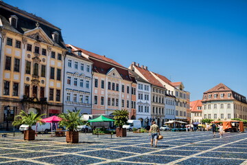 zittau, germany - marktplatz mit sanierten altbauten