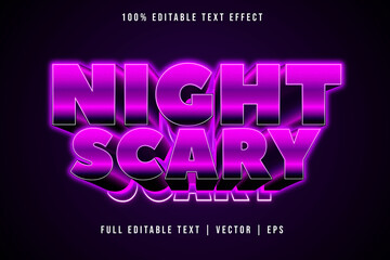 Night Scary editable text effect 3 dimension emboss Neon style