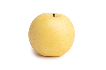 Cutout of Asian golden pear in whole fruit isolated on white background with clipping path.