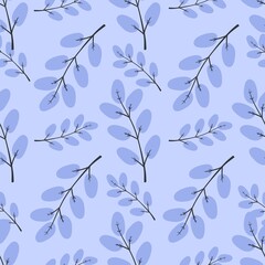 flower pattern - cute plant leaves on light violet background
