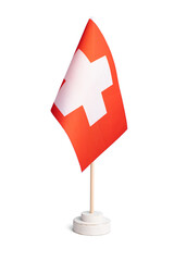 Small table flag of Switzerland isolated on white background