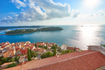 Historical district in the city of Rovinj in Istria, Croatia