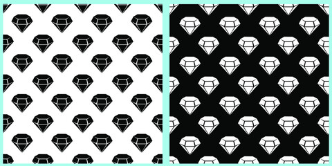 Vector seamless pattern. Contour white and black diamonds on a white and black isolated background. 