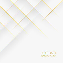Abstract geometric diagonal white and gray background. Luxury concept design with golden line. Vector illustration