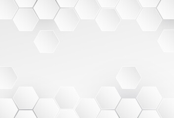 Abstract hexagonal white concept background. light and shadow vector