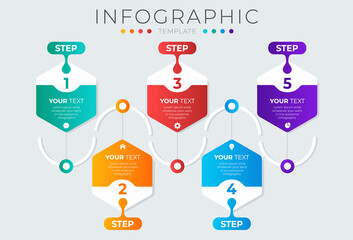 Vector illustration Infographic design template with icons and 5 options or steps. Can be used for process, presentations, layout, banner, info graph