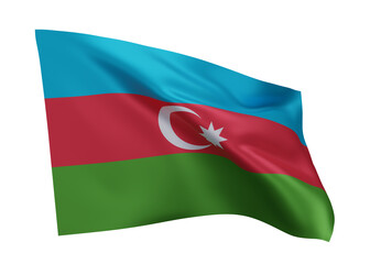 3d illustration flag of Azerbaijan. Azerbaijanian high resolution flag isolated against white background. 3d rendering