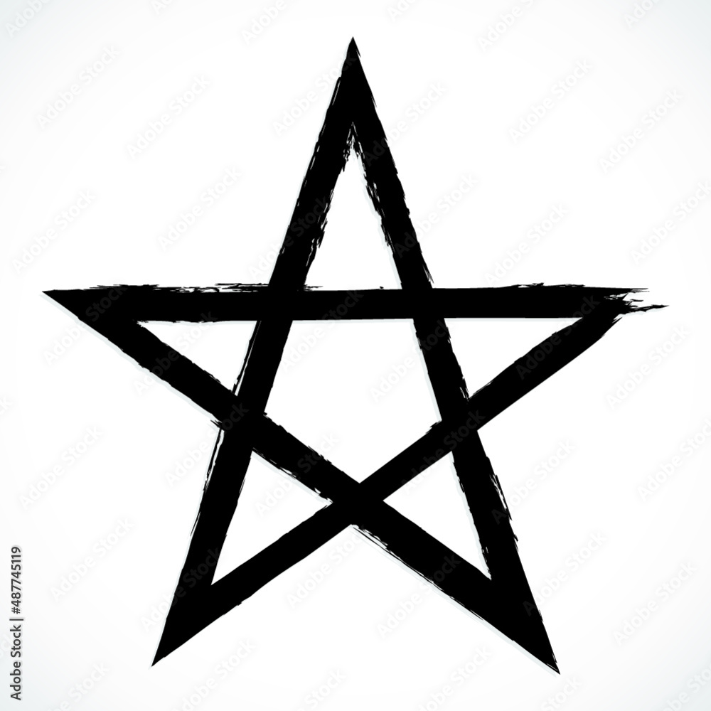 Wall mural black painted pentagram / vector illustration symbol