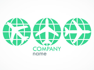 plane global transportation logo set / vector illustration