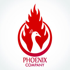 color phoenix flame logo negative shape