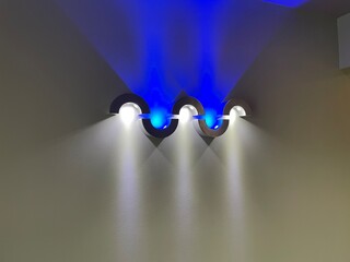 Luminaire type Applique en forme de vagues avec Leds Bleus et Blanches sur mur
Aspect decoratif mis en valeur