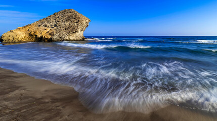 Beach of Mónsul, Cabo de Gata-Níjar Natural Park, UNESCO Biosphere Reserve, Hot Desert Climate Region, Almería, Andalucía, Spain, Europe