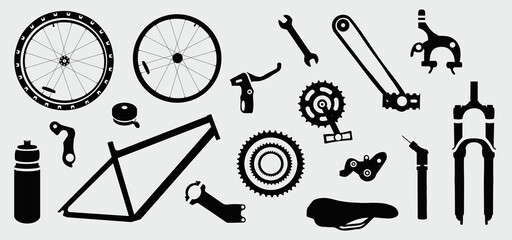 Bicycle parts and gears - obrazy, fototapety, plakaty