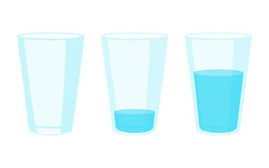 Drink more water concept. Glass of water. Vector