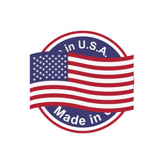 Fototapeta premium Made in USA United States of America. American flag for badge, label or pin.