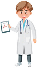 A male doctor cartoon character on white background