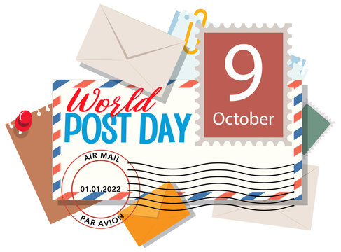 World post day word on envelope with stamp