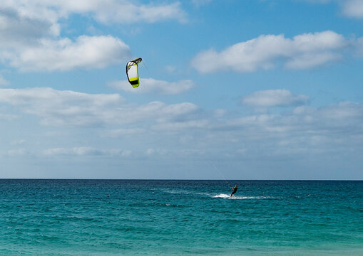 kite surfing on the beach