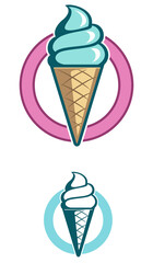 Ice cream cone illustration, ice cream vector icon.