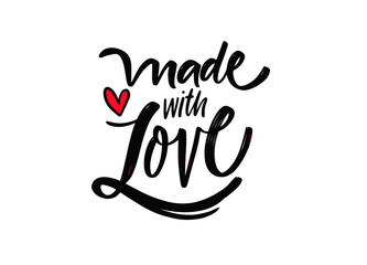 Made with love. Modern typography lettering phrase. Brush calligraphy text.