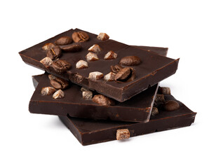 Сhocolate pieces filled with candied fruit isolated on white