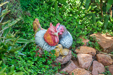 deco garden chicken family
