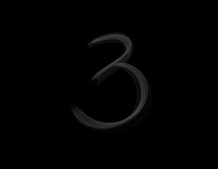 Fototapeta premium realistic 3 number shape of smoke spreading on dark background