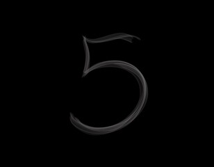realistic 5 number shape of smoke spreading on dark background