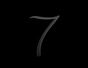 realistic 7 number shape of smoke spreading on dark background
