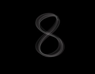 realistic 8 number shape of smoke spreading on dark background