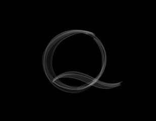 realistic Q alphabet shape of smoke spreading on dark background