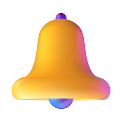 3d notification bell icon isolated on white background.