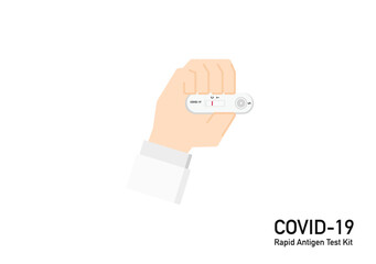 Covid 19 antigen test kit negative resulted on technician hand vector isolated on white background ep24